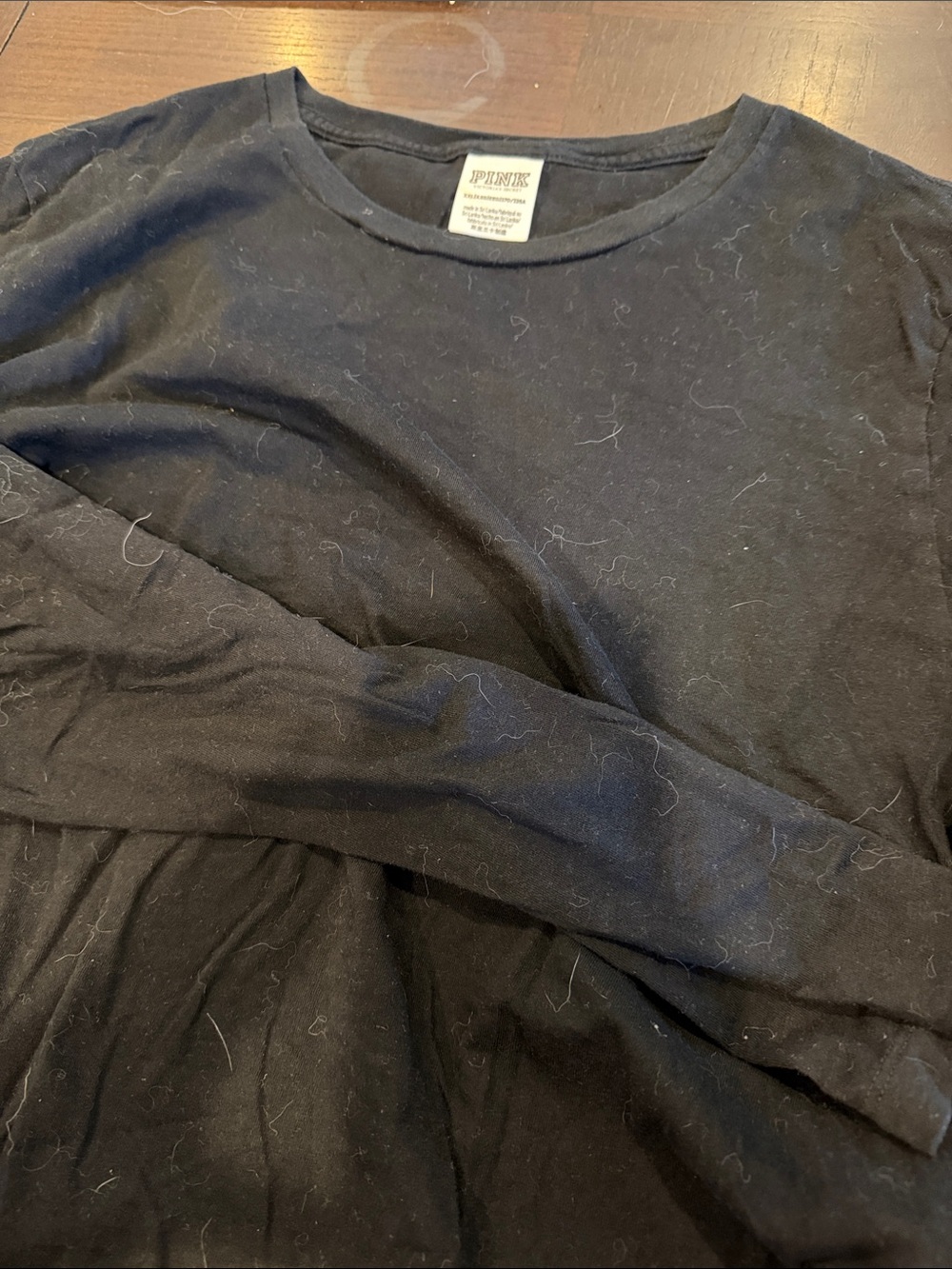 PINK Victoria's Secret Men's Black Long Sleeve Crew Shirt